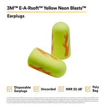 Load image into Gallery viewer, 3M™ E-A-Rsoft™ Yellow Neon Blasts™ Uncorded Earplugs