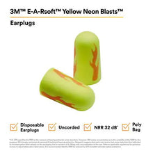 Load image into Gallery viewer, 3M™ E-A-Rsoft™ Yellow Neon Blasts™ Uncorded Earplugs
